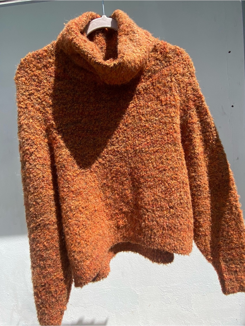 William Rast Orange Chunky Boucle Turtleneck Sweater Size Medium
